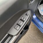 Autotür-Innenansicht mit elektrischem Fensterheber und Seitenspiegelsteuerung in Schwarz.